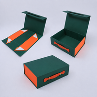 Boîte cadeau rigide pliable personnalisée, design bicolore, couvercle à charnière, boîte de rangement pliable avec poignée en cuir PU