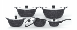 2023 nuevo diseño de alta calidad 12 Uds juegos de utensilios de cocina antiadherentes olla utensilios para el hogar cocina cazuela de aluminio - Product Image 3