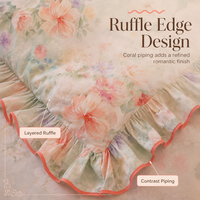 Parure de lit de luxe haut de gamme en coton pur 200TC avec volants floraux, jupe de lit princesse, caractéristiques écologiques, idéale pour mariage