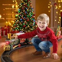 Train électrique rétro transfrontalier de Noël, jouet éducatif pour les 0-24 mois, en plastique, échelle 1:5, avec circuit, piles alcalines AA