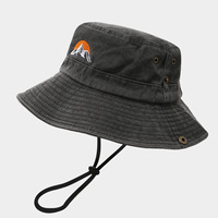 Chapeau Bob Personnalisé en Toile de Coton Lavée, Chapeau de Pêcheur à Large Bord avec Cordon de Serrage Brodé, Idéal pour la Randonnée, le Camping, la Pêche, les Voyages, Unisexe