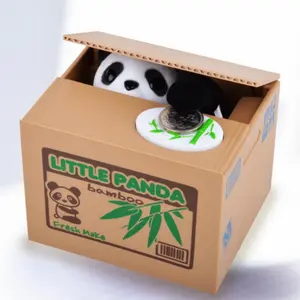 Grappig speelgoed panda stelen geld automatische stelen munt spaarpot