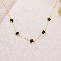 Collar de Cadena con Colgante de Trébol de Cinco Hojas, Simple y Elegante, de Acero Inoxidable para Mujer