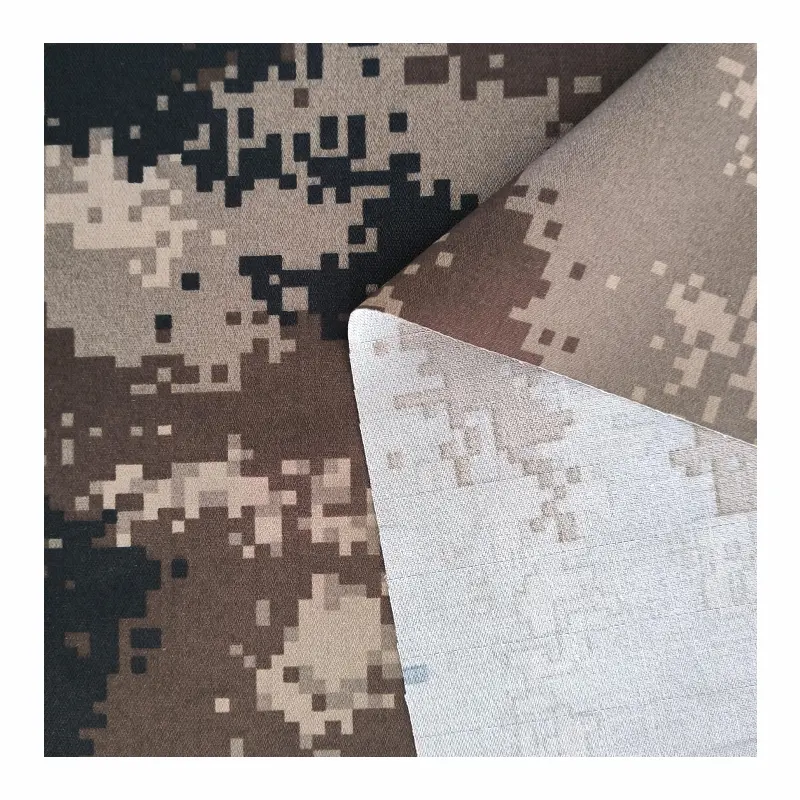 Conception personnalisée Desert Camo Tissu 85Polyester 15 Viscose 32S/2*14s 285gsm Twill Imprimé Camouflage Tissu