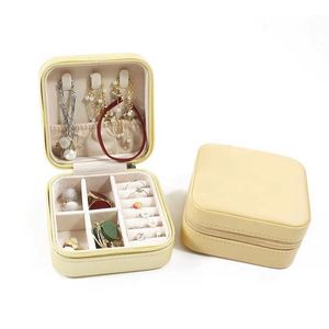 square Wholesale Girls Travel Portable Necklace Jewelry Storage <b>Box</b> Pu Leather Luxury Jewelry <b>Box</b> - Product Image 1