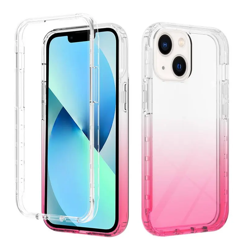 3 in 1 Gradient fashion aesthetic shockproof phone case for iphone 13 pro max S21 FE case back cover