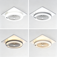 Lampu LED Putih Hangat 14 Inci 600x600 Kipas Kotak Plafon Elektrik Motor AC dengan Remote Control dan Timer untuk Penggunaan Rumah Tangga