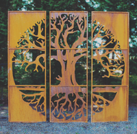 Mampara Decorativa de Acero Corten con Diseño de Árbol de la Vida para Exteriores
