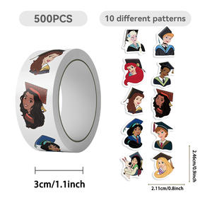 500 Fogli/Volume Adesivi <span class=keywords><strong>Disney</strong></span> Princess per la Stagione di Laurea, Nastro Decorativo per Fai da Te, Sigillatura Buste e Scrapbooking - Product Image 2