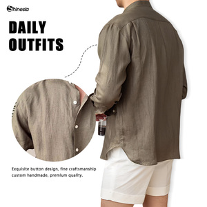 <span class=keywords><strong>Camicia</strong></span> da Uomo a Maniche Lunghe in Puro <span class=keywords><strong>Lino</strong></span> Shinesia Personalizzata, Casual da <span class=keywords><strong>Spiaggia</strong></span>, Abbigliamento Uomo - Product Image 2