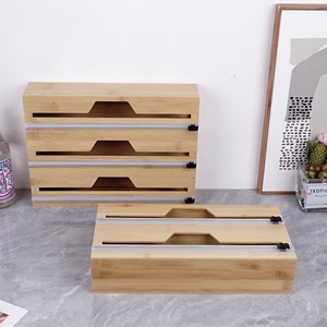 Cortador de film transparente y papel de aluminio, organizador de cajones de bambú, caja de bambú para clasificar y organizar, caja de bambú para almacenamiento y corte - Product Image 2