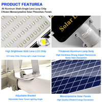 Lampe solaire LED de rue à puissance élevée, à séparation automatique, personnalisable, étanche IP65, lumière du jour 5000K, en alliage d'aluminium, télécommande extérieure
