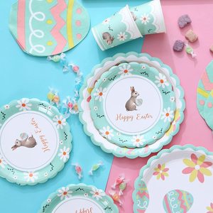Easter Party Decoration Paper Plate Egg Bunny Easter Theme Party Tableware Paper Plate Set - Product Image 1