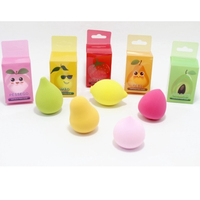 JLY OEM Fruitvormige Gezichtspoeder Make-up Sponzen Diverse Kleuren Modellen Hydrofiele Wasbare Blender Set Aangepaste Logo
