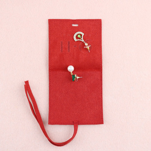 Bolsa de Terciopelo Personalizada para Joyería Pequeña, Bolsa de Microfibra para Empaque de Joyería con Inserto para Pulsera, Collar, Regalo, Alta Calidad, Roja - Product Image 4