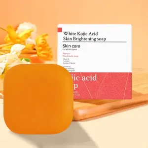 Pronto para enviar sabonete branqueador orgânico com mel e gengibre para limpar acne, ácido kójico e sabonete de açafrão