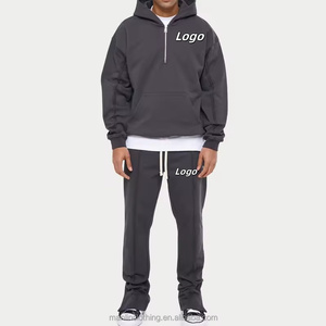 Sweat à capuche surdimensionné pour hommes personnalisé contrat de sport point lourd recadrée <span class=keywords><strong>pull</strong></span> sur fermeture éclair hiver 1/4 sweats à capuche zippés pour hommes - Product Image 2