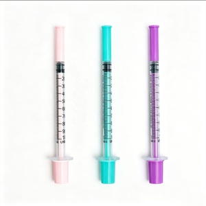 Siringa per Insulina Multicolore con Ago, Sterile, per Iniezione di Peptidi, Adatta per Erogazione Liquidi, 6mm, Colore Viola - Product Image 1