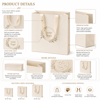 Sacs en papier crème réutilisables de luxe personnalisés avec poignée en ruban pour fête de Noël, sacs artisanaux personnalisés avec votre propre logo