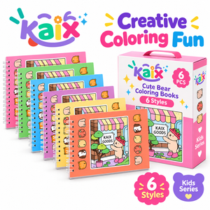 Juego <span class=keywords><strong>de</strong></span> <span class=keywords><strong>Libros</strong></span> para Colorear para Niños KAIX, Diseño <span class=keywords><strong>de</strong></span> Osito, Encuadernación en Espiral, 6 Piezas, Impresión <span class=keywords><strong>de</strong></span> Logotipo Personalizado, Recuerdos para Fiestas, <span class=keywords><strong>Libros</strong></span> para Colorear para Mujeres - Product Image 1