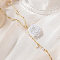 Collar de Cadena con Colgante de Aleación Vintage Super Fairy Flower, Diseño de Lujo Ligero, Largo, para Mujer