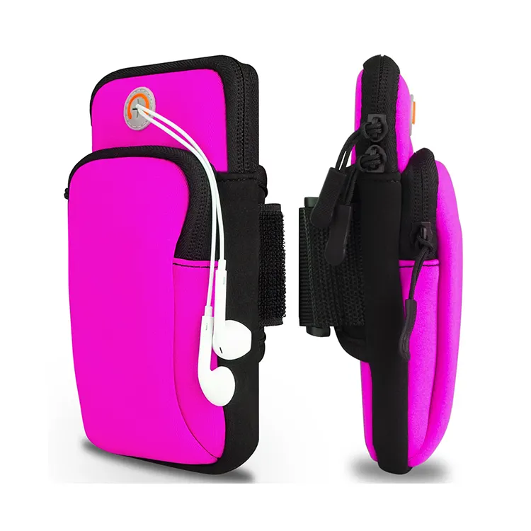 Sport Arm Bag  Running Phone Armband Double Pockets Universal Smartphone Sports Armband with Earphone Hole for iPhone