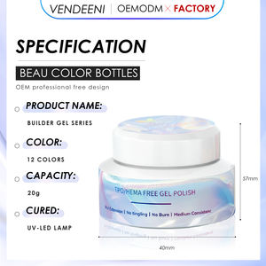 Gel Constructor de Uñas Vendeeni No Burn Glitter, 12 Colores, 20G, TPOHEMA <span class=keywords><strong>FEEE</strong></span> OEM, Gel Constructor de Uñas Brillante Biab para Proveedores de Uñas - Product Image 3