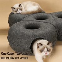 USMILEPET Tunnel pour chat en feutre, lit rond en forme de donut, jouet tunnel pour chat, couleur personnalisée, nid douillet toutes saisons, maison de jeu pour chaton, tunnel-nid pour animaux de compagnie