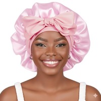 Bonnet de nuit sans bord à dessus rond, 96 % polyester, avec ruban élastique réglable, pour femme, bonnet de douche