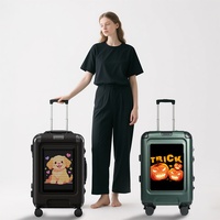 Valise à roulettes rigide connectée à une application mobile avec écran LED haute définition, étanche, design de dessin animé pour les voyages de vacances