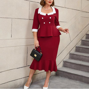 French OL Set alla moda per donne <span class=keywords><strong>taglie</strong></span> forti eleganti e affascinanti abiti da sera per uso ufficio e festa - Product Image 3