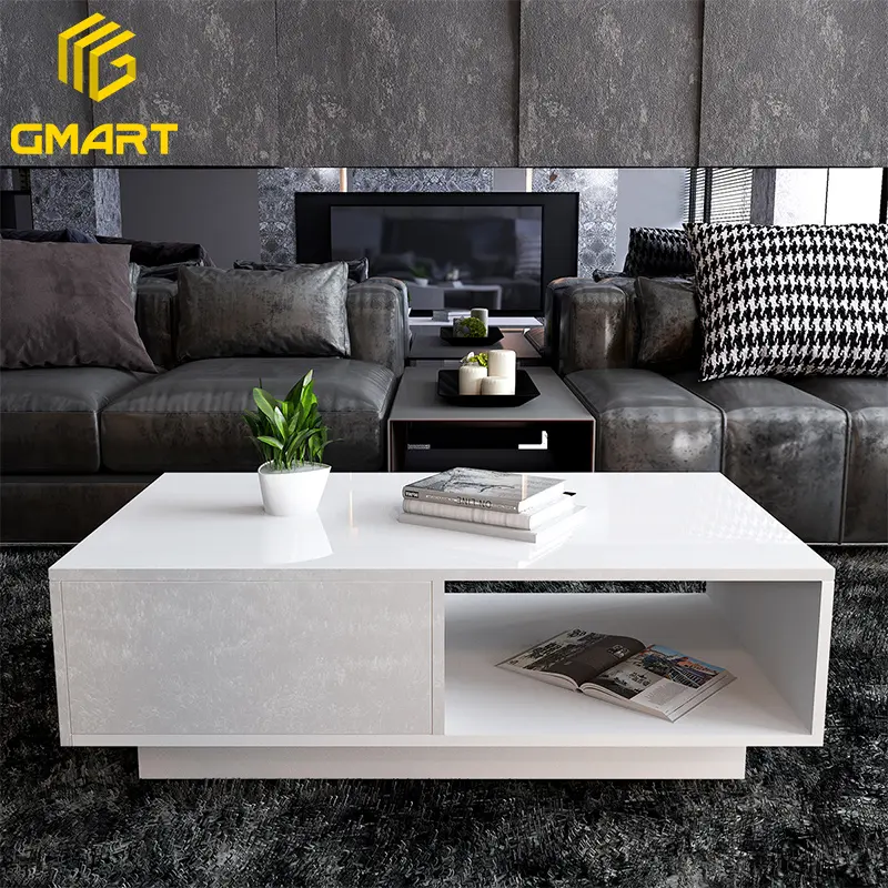 Gmart produce mobili minimalisti a bassa altezza grigio lucido Mini grigio 3 pezzi Set tavolino in palissandro calcare