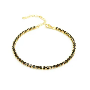 Hot Sale 3mm Tennis Zircon Bracelets Multi color Capable Stones Gold Plated Zircon Bracelets