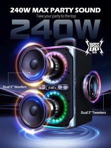 ระบบเสียงกลางแจ้งสำหรับงานปาร์ตี้ 240W ลำโพงเสียงดัง IPX4 กันน้ำ แบตเตอรี่ใช้งานได้ 15 ชั่วโมง เชื่อมต่อแบบ TWS บลูทูธ 5.3 ไร้สาย - Product Image 3