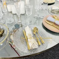 Plaque de verre clair de haute qualité décorative transparente mariage salle à manger événement banquet assiette décorative