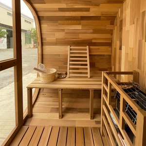 Sauna Tradicional para 4 Personas, Estilo Exterior, con Estructura Cuadrada de Cedro Rojo y Vidrio Color Té - Product Image 4