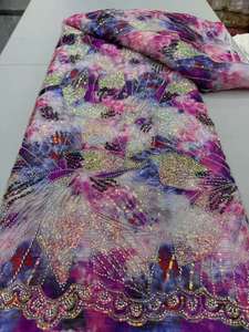 Grosir dari kain jala bordir ikat celup Eropa dan Amerika dengan payet dan manik-manik untuk pakaian upacara - Product Image 4