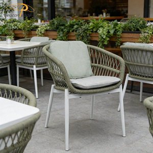 <span class=keywords><strong>Chaise</strong></span> de jardin moderne en corde <span class=keywords><strong>tressée</strong></span> pour l'<span class=keywords><strong>extérieur</strong></span>, mobilier de restaurant et café, chaises de salle à manger d'<span class=keywords><strong>extérieur</strong></span> avec cadre en aluminium et coussin - Product Image 2