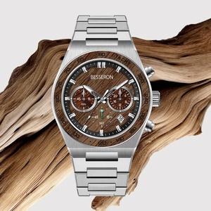 Reloj Deportivo Ecológico de Cuarzo con Cronógrafo de Acero Inoxidable para Hombre, con Logotipo OEM ODM, Esfera de Madera, Resistente al Agua 5BAR, Correa de Goma - Product Image 1