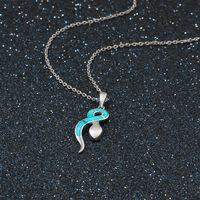 Collier pendentif serpent du zodiaque animal créatif chaîne de clavicule opale en forme de serpent en argent sterling 925 pour cadeaux d'anniversaire