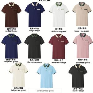 Chemise pour homme en polyester 100% anti-plis 190G avec logo personnalisé, col contrastant, manches courtes, tissu satiné, imprimé coloré, golf - Product Image 2