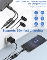 Digitaler Konverter-Kabel 2-in-1 Typ-C 3,5mm Aux Audio Kopfhörer-Ladeadapter PVC Mikrofon-Lautsprecher Typ-C zu 3,5mm Aux-Adapter