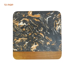 Wholesale Custom Shape Kitchenware Kitchen Tool Acacia Wood and Black Marble Cheese Cutting Board Chopping Blocks