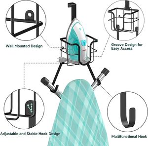 Bàn ủi treo tường, với giỏ lưu trữ và móc có thể tháo rời, giá đỡ sắt bằng thép không gỉ cho phòng giặt ủi - Product Image 2