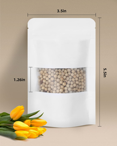 White Custom Printed Plastic <b>Bags</b> for Dry Fruit Food Packaging Stand up Zipper Pouch With Window - Product Image 2