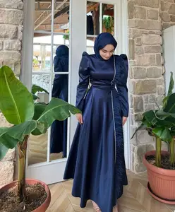 Ultimi disegni Abaya abbigliamento donna abito da sera islamico formale classico donna abiti da sera musulmani Abaya in raso