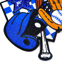 Patch thermocollant brodé écologique sur le thème du baseball, motif chauve-souris, gant, casque, pour la décoration de vêtements, vestes, chapeaux, sacs, DIY