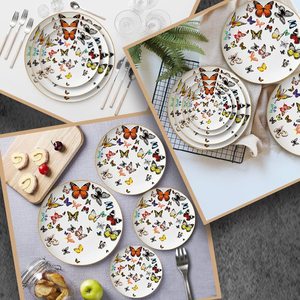 Home Dining Nordic Style Gold Rim Porcelain <b>Plate</b> Bone China Dinnerware <b>Plate</b> Wedding Butterfly <b>Ceramic</b> <b>Plate</b> with Gold Rim - Product Image 5