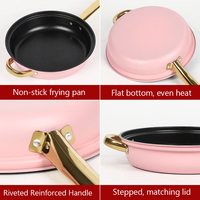 Ensemble de Cuisson de 6 Pièces en Acier Inoxydable Rose : Casseroles Antiadhésives, Marmite, Faitout et Poêle à Frire