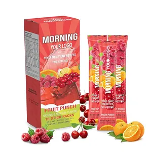 Cherry và mâm xôi trộn bột hương vị tự nhiên cho năng lượng hàng ngày với 18 loại vitamin và khoáng chất chính cho nhu cầu cơ thể